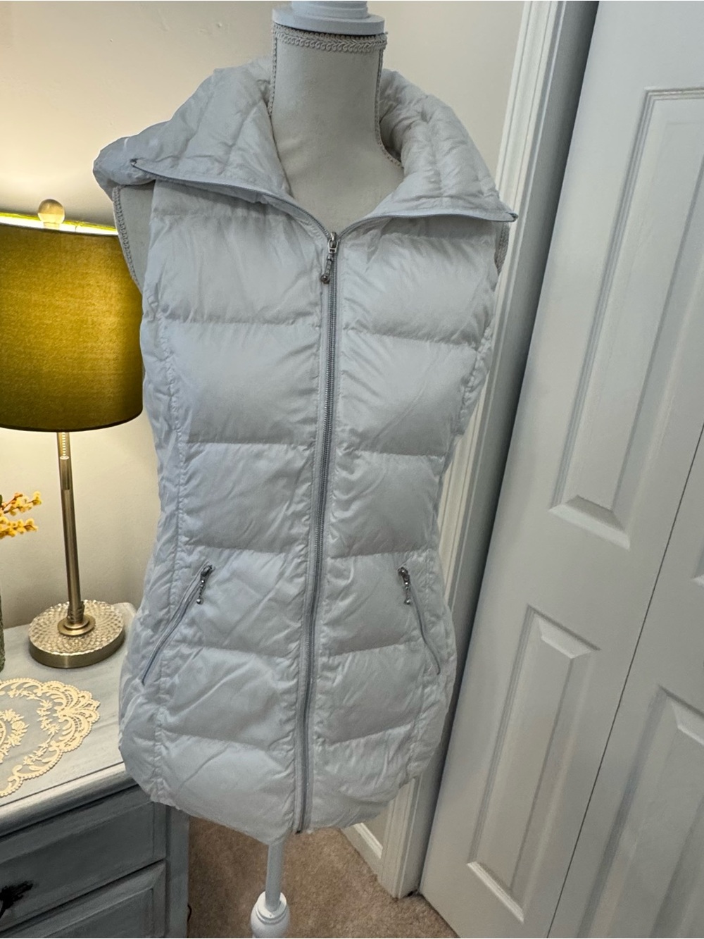 MyAnorak White Long Nylon Down Vest | Size Medium
